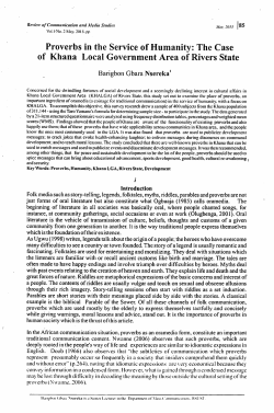 Proverbs in the Service of Humanity: The Case