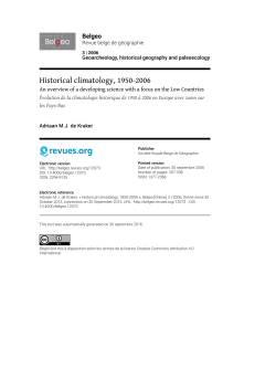 Historical climatology, 1950-2006 - Belgeo