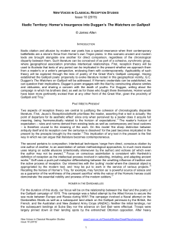 Iliadic Territory: Homer`s Insurgence into Duggan`s The Watchers on