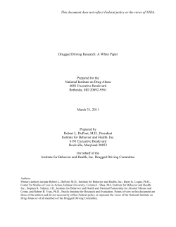 Drugged Driving Research: A NIDA White Paper