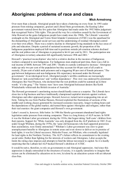 Aborigines: problems of race and class