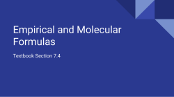 Empirical and Molecular Formulas