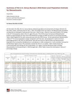 Summary of the U.S. Census Bureau`s 2016 State