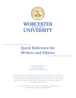 Quick Reference for Writers and Editors