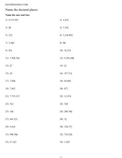 Ones, tens, hundreds and thousands