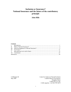 Inclusion or Insurance? National Insurance and the future of