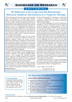 The Ribosome is No /onger -ust the +ousekeeper: Ribosome