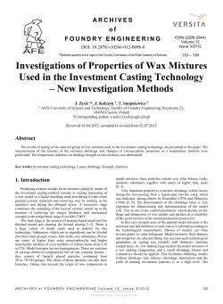 Investigations of Properties of Wax Mixtures Used in the Investment