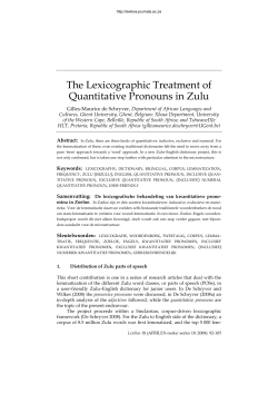 The Lexicographic Treatment of Quantitative Pronouns in