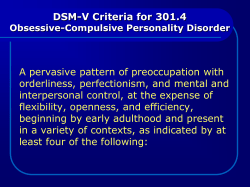 DSM-IV Criteria for 301.4 Obsessive