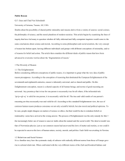 Public Reason G.F. Gaus and Chad Van Schoelandt University of