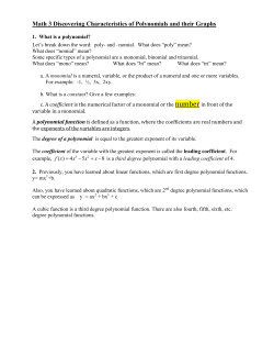 Math 3 Discovering Characteristics of Polynomials and their Graphs