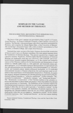 SEMINAR ON THE NATURE AND METHOD OF THEOLOGY