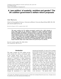 A `new politics` of austerity, workfare and gender? The UK coalition