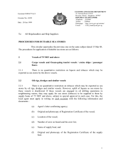 Shipchandlers and Ship Suppliers PROCEDURES FOR DUTIABLE