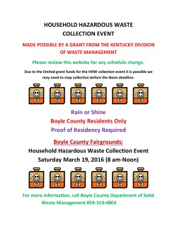 HOUSEHOLD HAZARDOUS WASTE COLLECTION EVENT Rain or