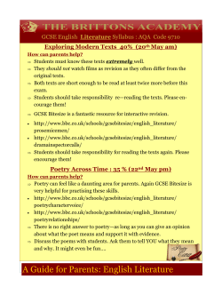 A Guide for Parents: English Literature
