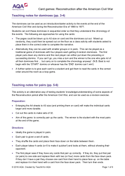 GCSE History Card games Reconstruction after the American