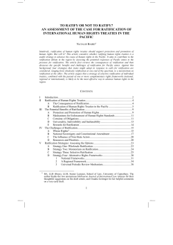 to ratify or not to ratify? an assessment of the case for ratification of