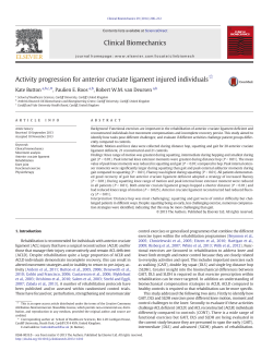Activity progression for anterior cruciate ligament injured