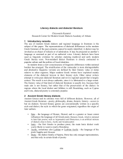 456 Literary dialects and dialectal literature Chryssoula Karantzi