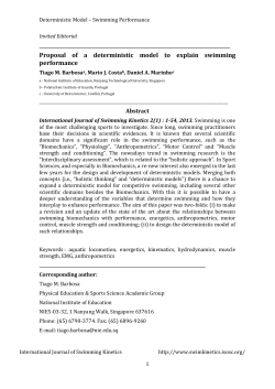 Proposal of a deterministic model to explain swimming performance