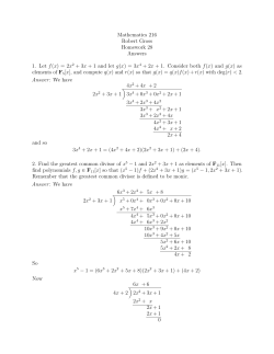 Mathematics 216 Robert Gross Homework 28 Answers 1. Let f(x