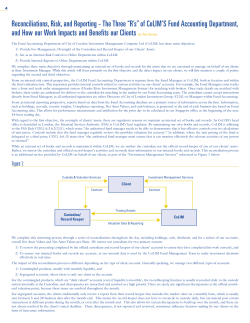 Reconciliations, Risk, and Reporting