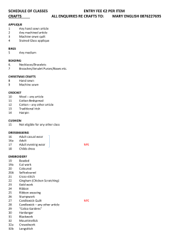 schedule of classes entry fee &euro;2 per item crafts all