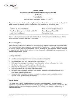 Medical Terminology Course Outline
