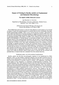 Impact of Cloning in BaciZZus subtiZis on