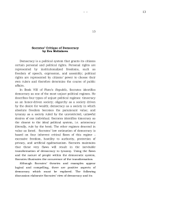 13 Socrates` Critique of Democracy by Eva Melinkova Democracy is