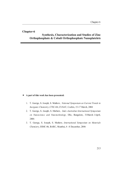 Chapter-6 Synthesis, Characterization and Studies of Zinc
