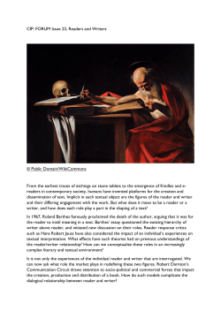 CfP: FORUM Issue 23, Readers and Writers &copy; Public