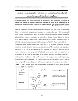 Isolation, chromatographic evaluation and