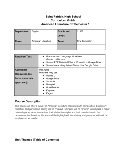 Saint Patrick High School Curriculum Guide American Literature CP
