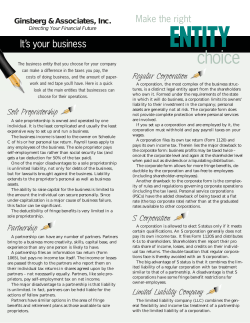 Sole Proprietorship Partnership Regular Corporation S Corporation