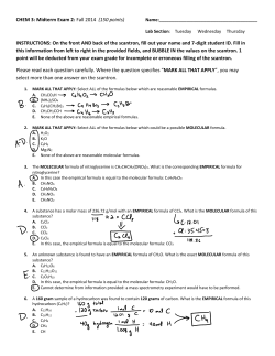 CHEM 3: Midterm Exam 2: Fall 2014 (150 points) INSTRUCTIONS