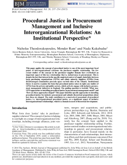Procedural Justice in Procurement Management and Inclusive