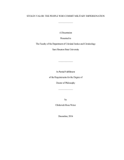 STOLEN VALOR: THE PEOPLE WHO COMMIT MILITARY