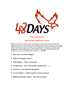 Personality Profile Step-by-Step Application Guide 1. Why