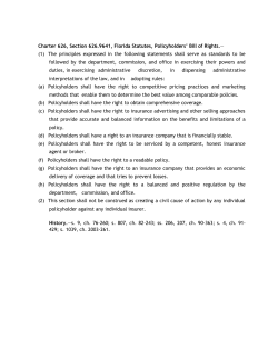 Policyholders` Bill of Rights - Florida Department of Financial Services