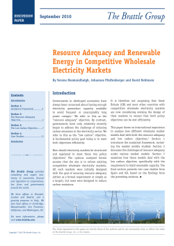 September 2010 Resource Adequacy and Renewable Energy in