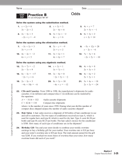 Algebra 2 3.2, 3.4 Practice B