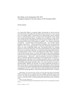 Max Weber in the Netherlands 1903-1907. A neglected