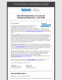 Early Bird Registration now open for Deshpande Symposium