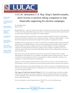 LULAC denounces U.S. Rep. King`s hateful remarks, alerts Iowans