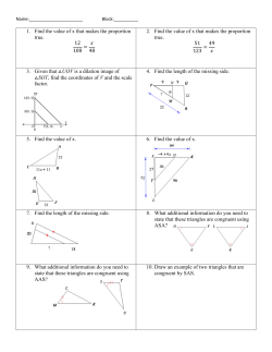 1. Find the value of x that makes the proportion true. 12 108 = 48 2