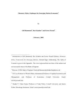Monetary Policy Challenges for Emerging Market Economies