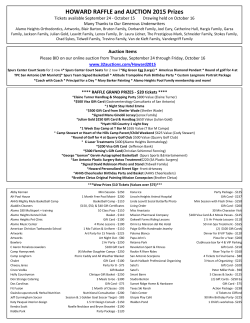 HOWARD RAFFLE and AUCTION 2015 Prizes
